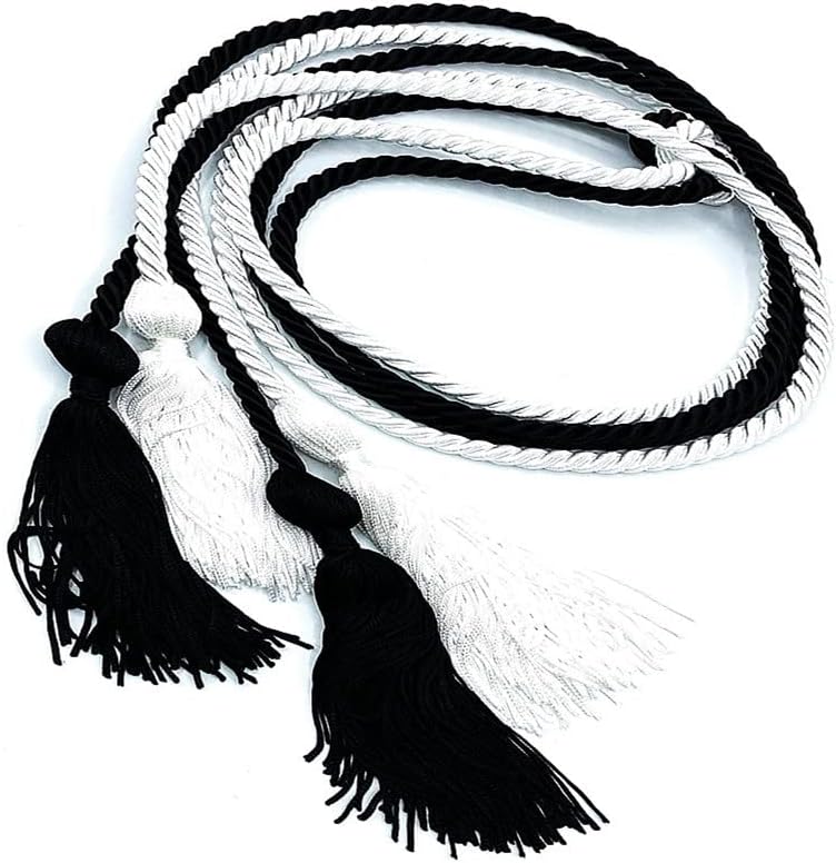 HEPNA Handmade Graduation Honor Cords, 2 PCS 68 Inch,Black and White - Image 1